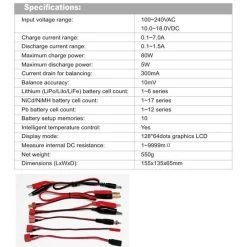 GT Power RC X6D Charger 80W 12V / 100-220V -Speelgoed Vliegtuig Winkel gt power rc x6d charger 80w 12v 100 220v 2